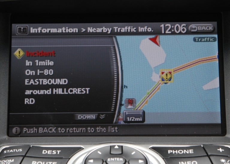 Traffic on G37 navigation system
