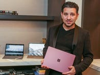 <p>Panos Panay, corporate vice president for Surface Computing at Microsoft, holds the new Surface Laptop.</p>