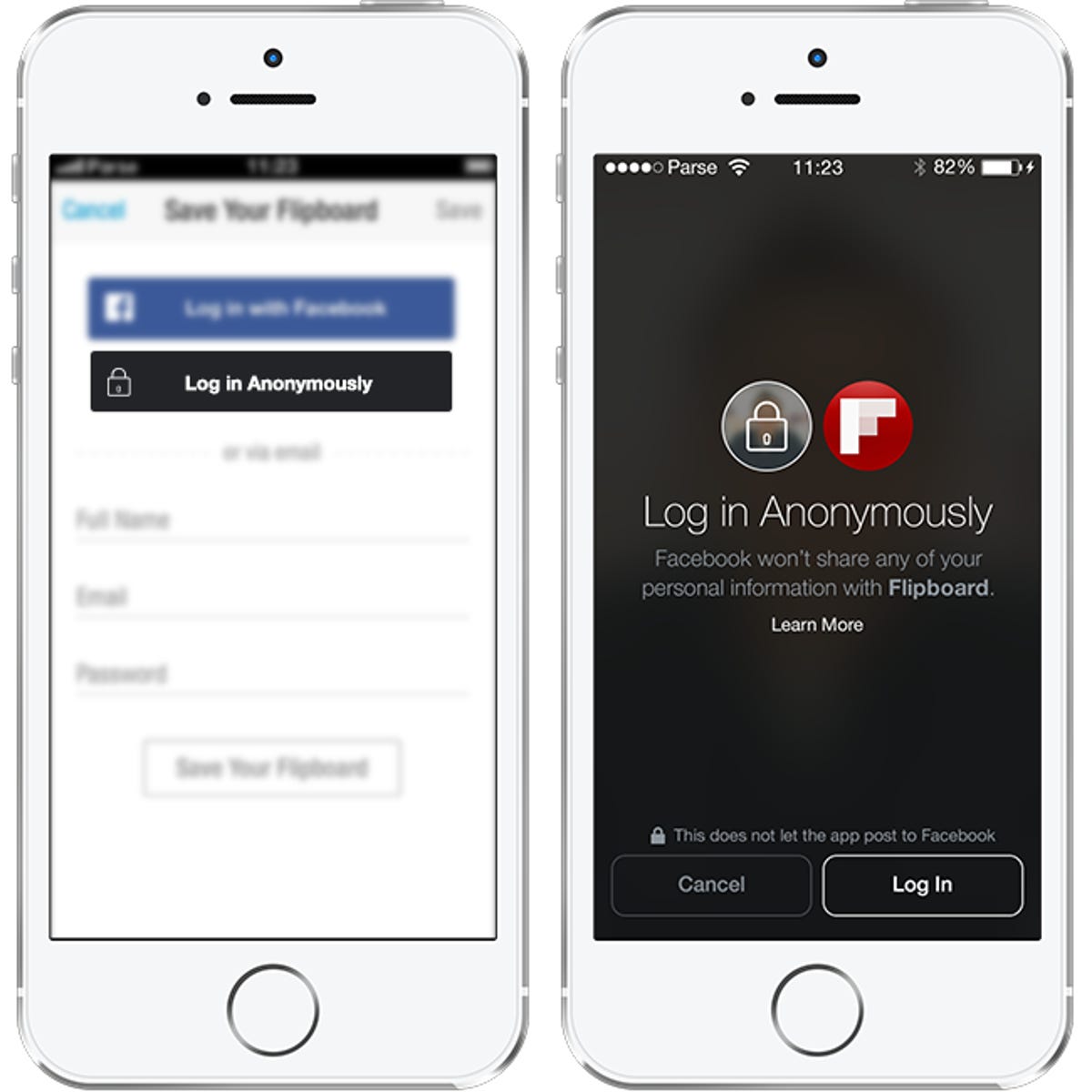 log in anonymously facebook button