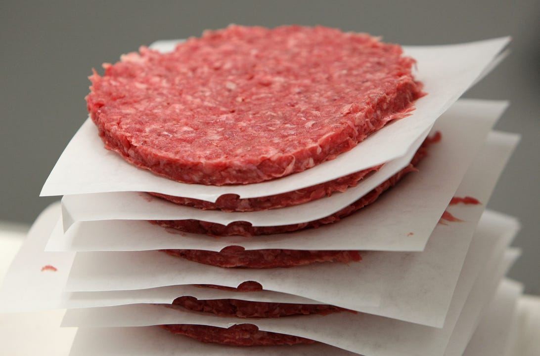 A stack of ground beef patties