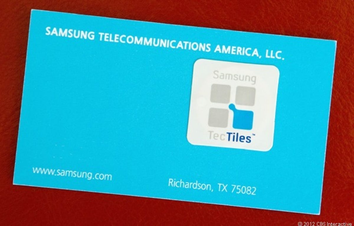 Samsung TechTiles sticker on a business card