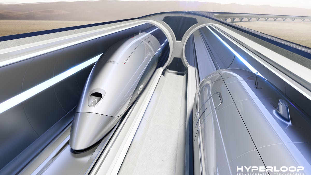 Artist's rendering of a completed hyperloop train system