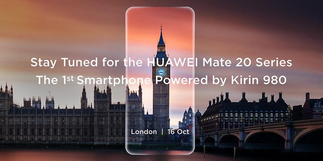 Huawei to unveil the Mate 20 on Oct. 16 in London