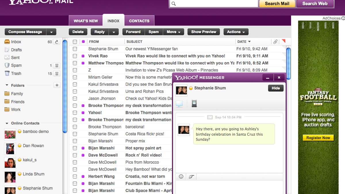 The new look for Yahoo Mail, which should be rolling out over the next several weeks.