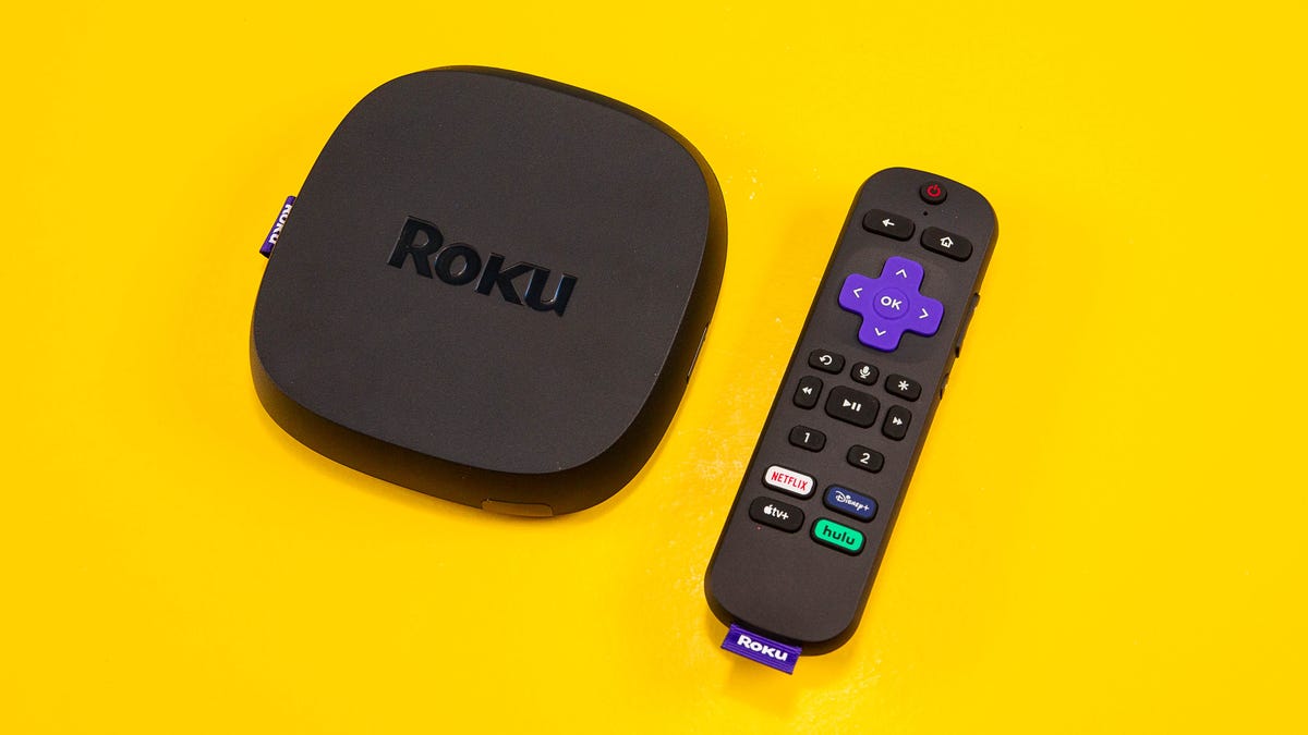 A Roku 4K and its remote 