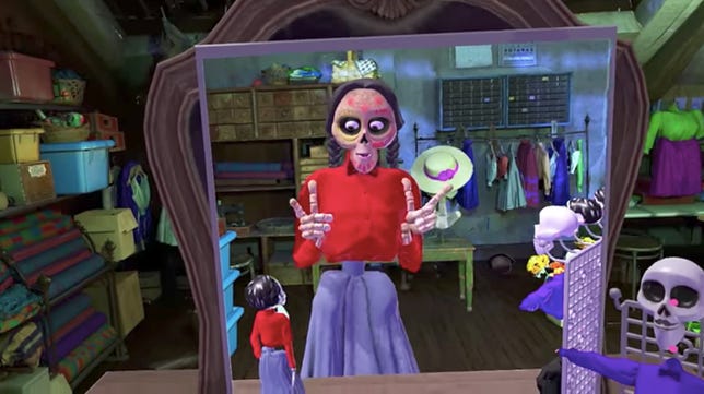 A VR scene inspired by the Pixar movie Coco.