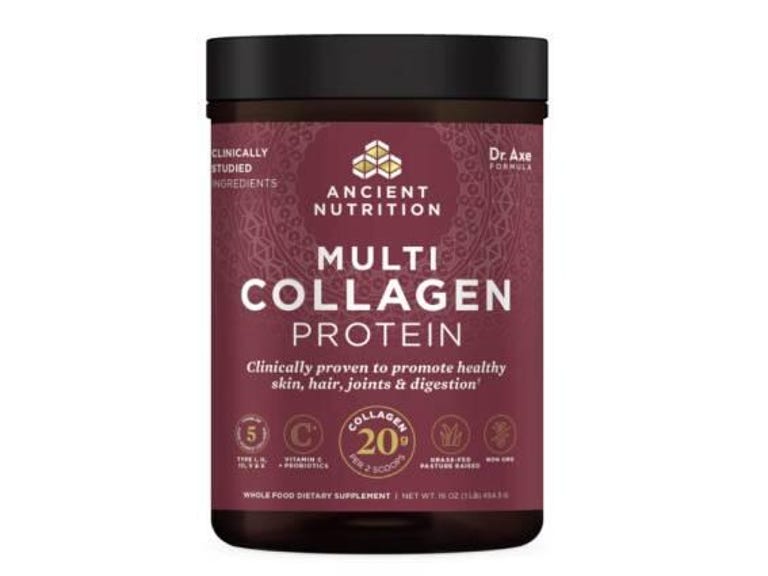 Container of Ancient Nutrition collagen protein powder