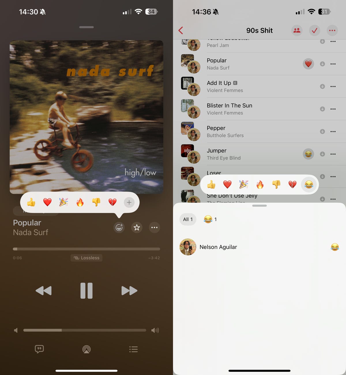 Reacting to songs with emojis in collaborative playlists