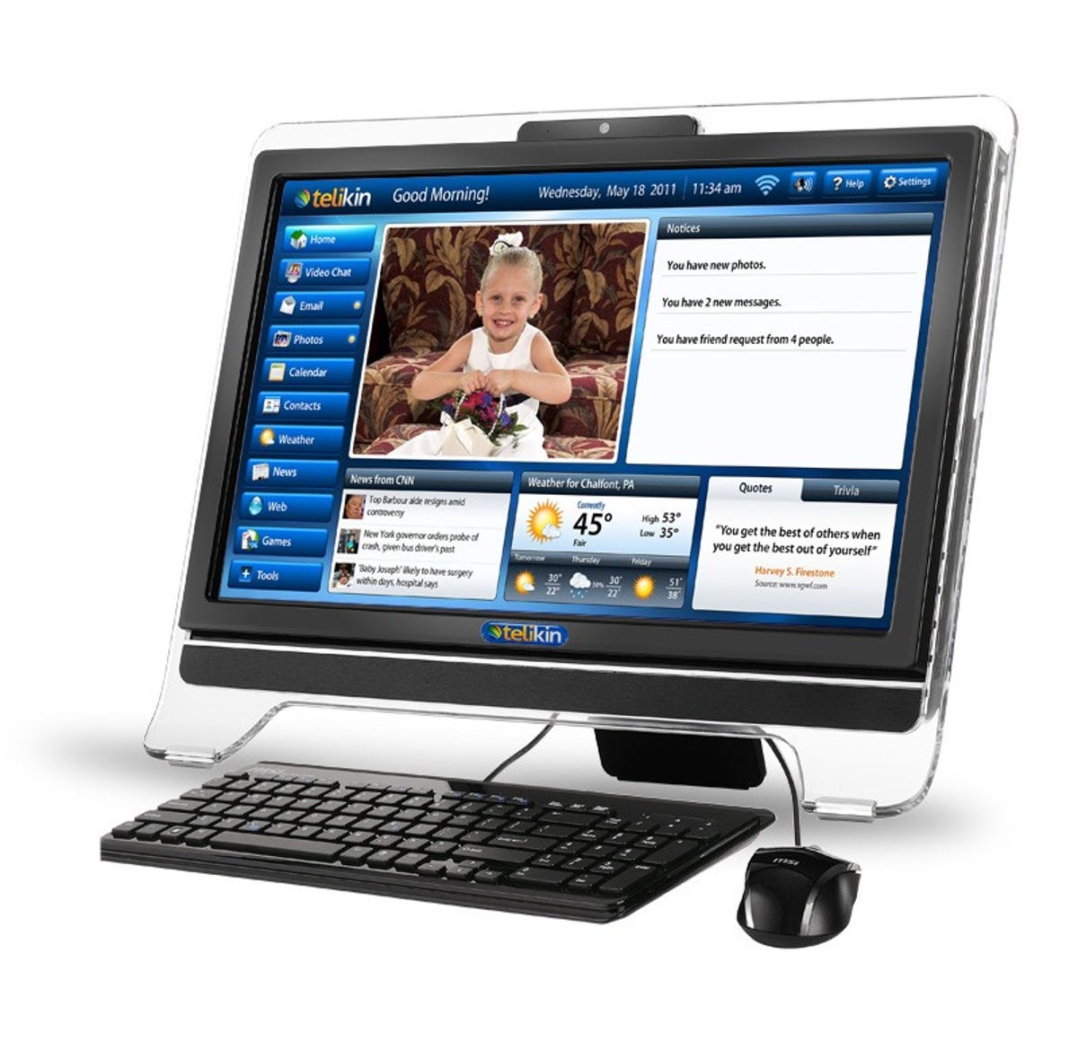 Telikin's 20-inch Elite all-in-one offers computer novices a custom-made touch interface.