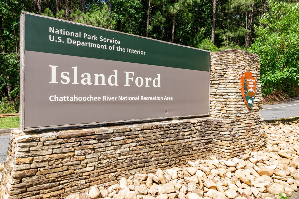 Image of Island Ford Park entry sign in Sandy Springs, Georgia