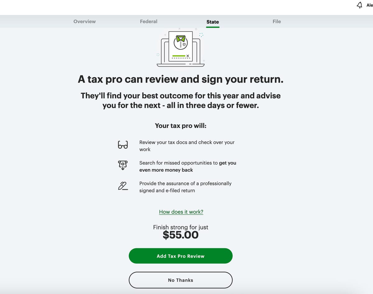 H&R Block offers me a chance to use a tax pro