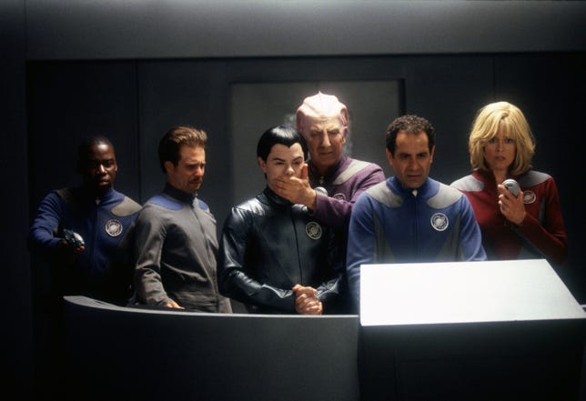 A scene from the 1999 Star Trek sendup "Galaxy Quest."