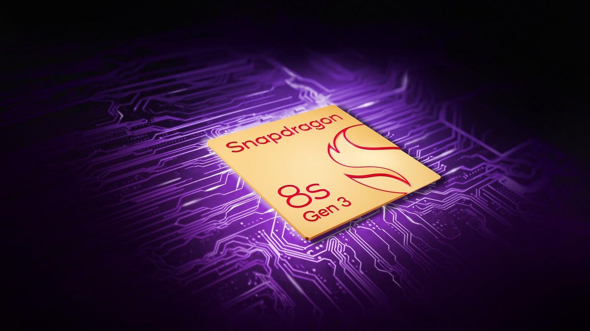 A promo image of a chipset that has written on it: "Snapdragon 8s Gen 3"