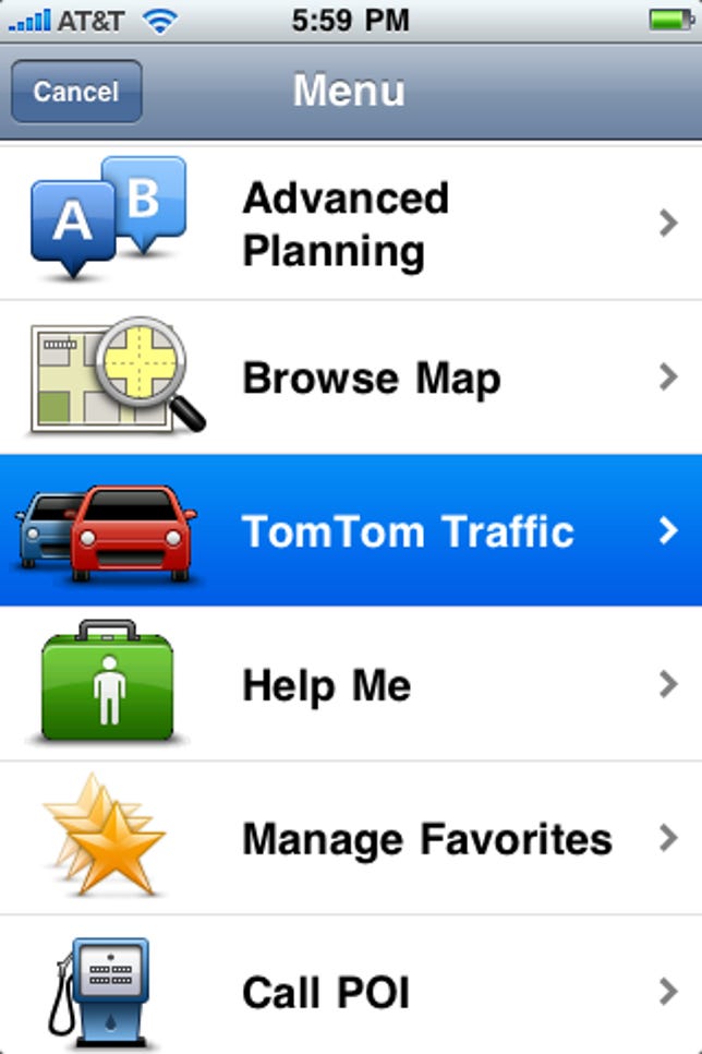 TomTom app screenshot