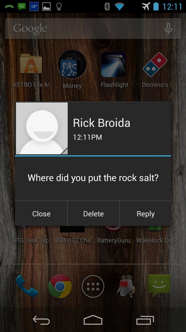SMS Popup adds iOS-style message notifications to Android.