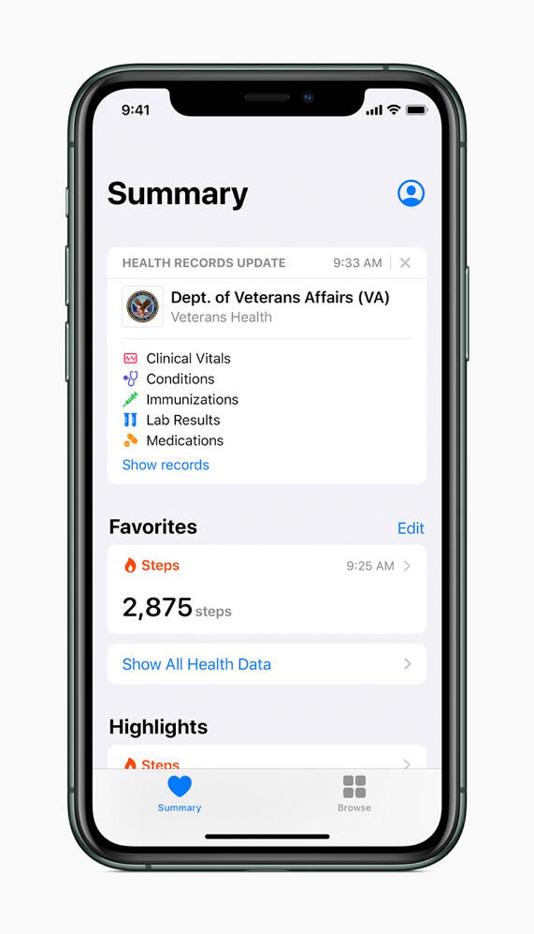 Apple health app on iPhone