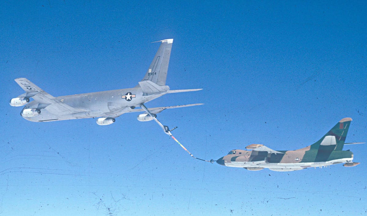 KC-135 Stratotanker and Douglas EB-66 during refueling
