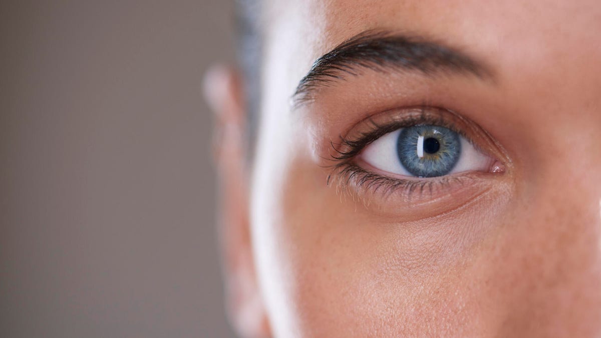 Close-up of a person's blue eye