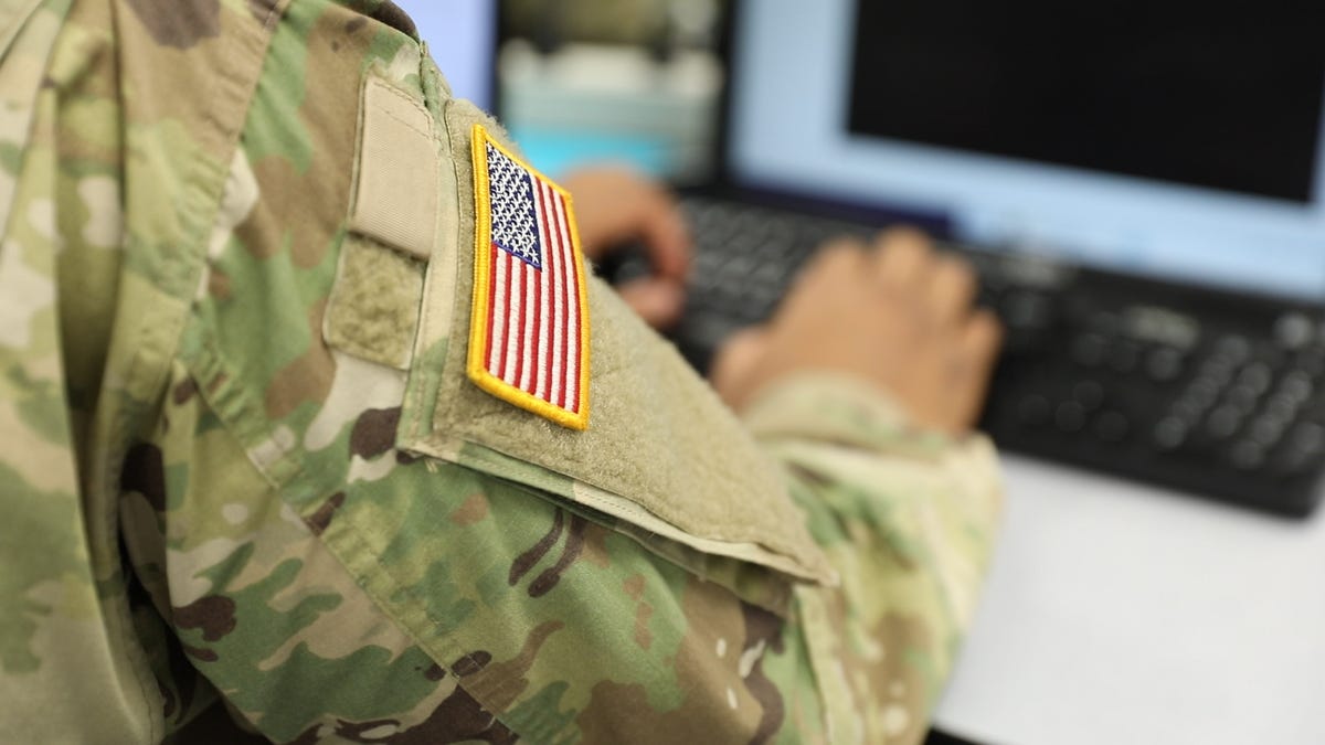 A US Army cadet during a cyberdefense exercise.