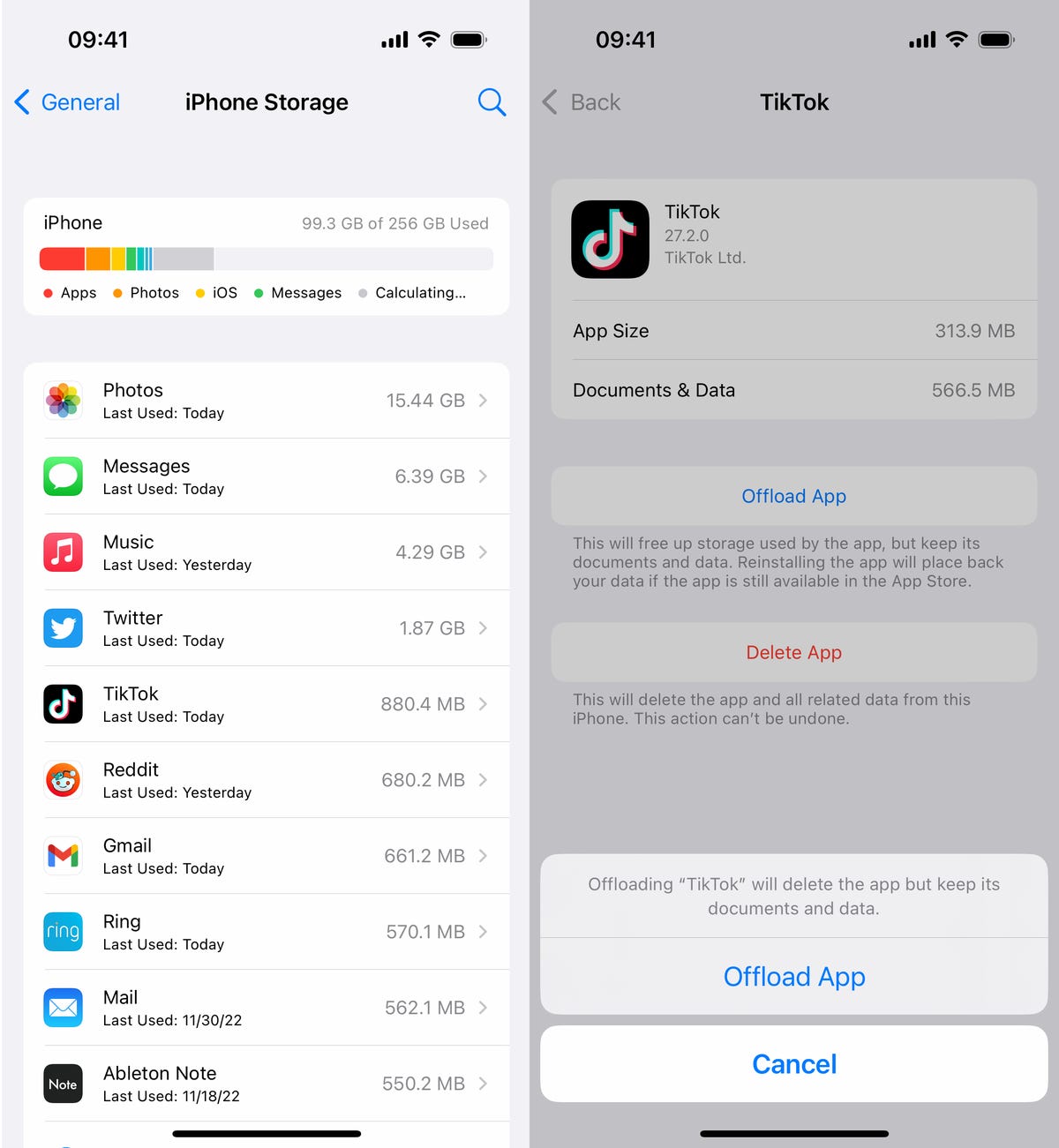 App storage on iPhone