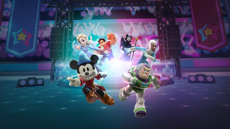 Various Disney characters run forward in Disney Melee Mania