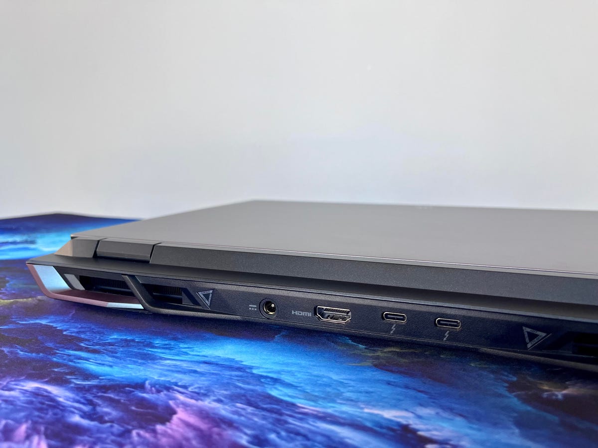 Ports on the back edge of the Acer Predator Helios Neo 16 laptop
