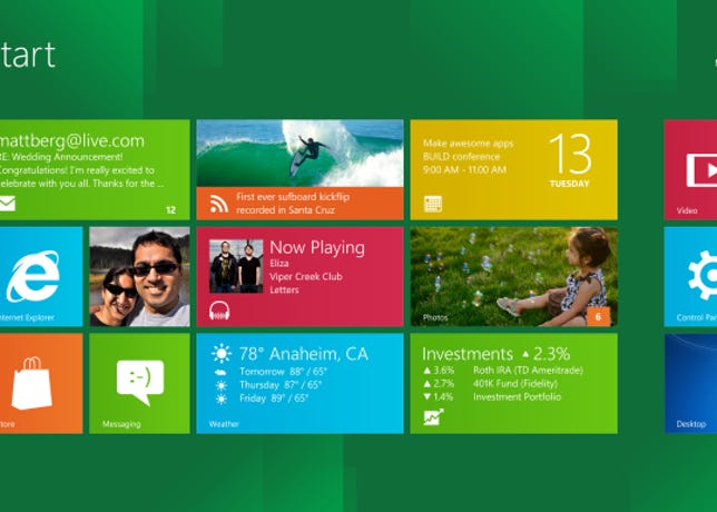 The new Windows 8 start screen