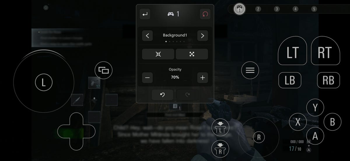 a layout of the touch controls overlay on top of resident evil village playthrough