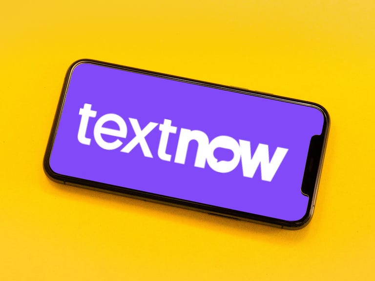 Textnow logo on a phone