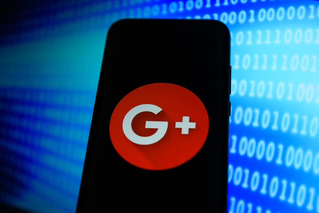 Google +  logo is seen on an android mobile phone