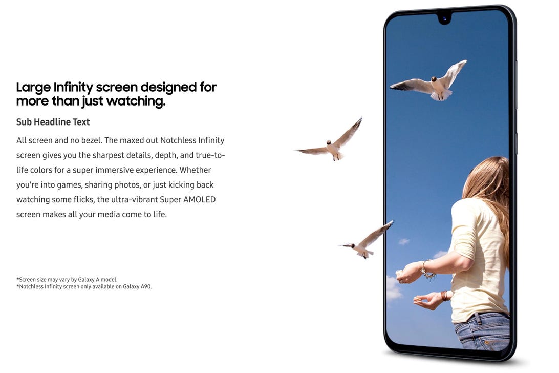 Galaxy A90 with ‘Notchless Infinity Screen’ confirmed by Samsung website