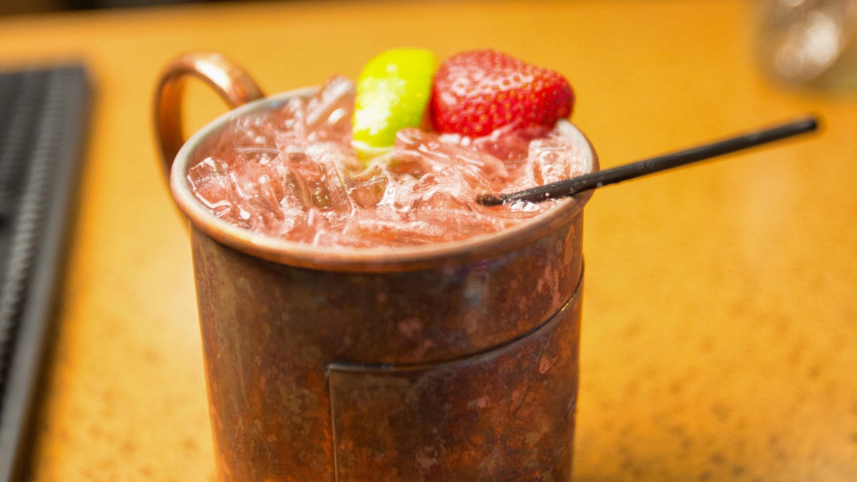 Vodka Moscow Mule with Lime and Strawberry