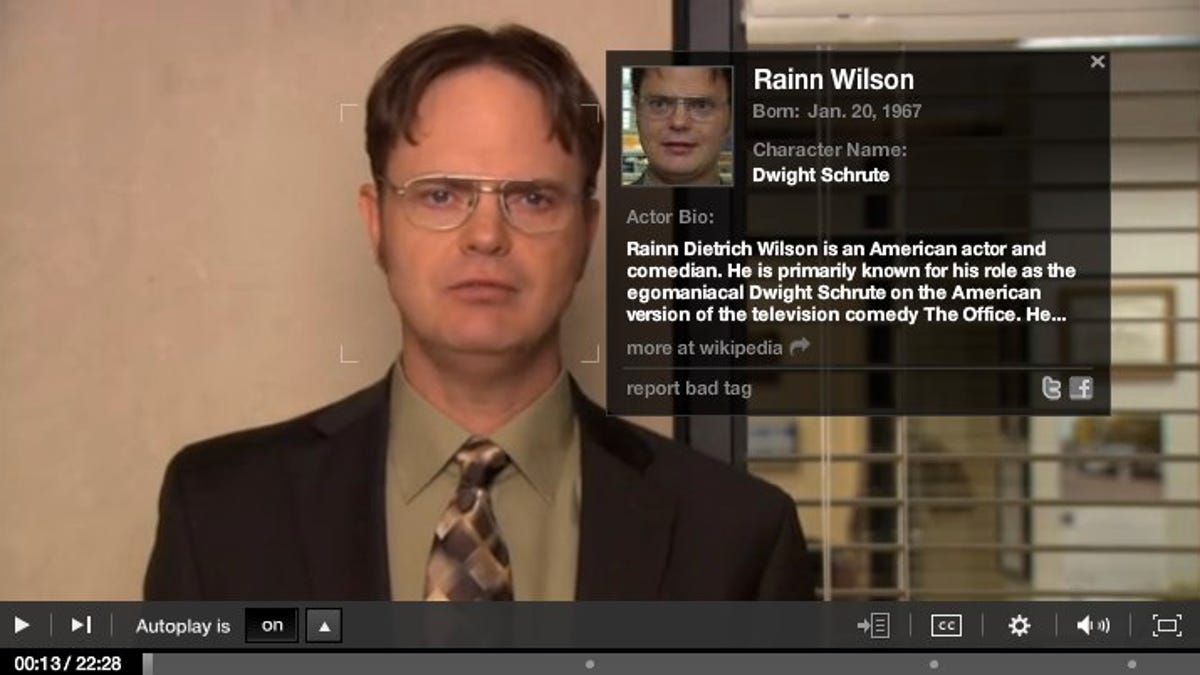 Hulu's Face Match feature works with Dwight Schrute too.