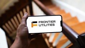 Frontier Utilities logo on a person's cell phone