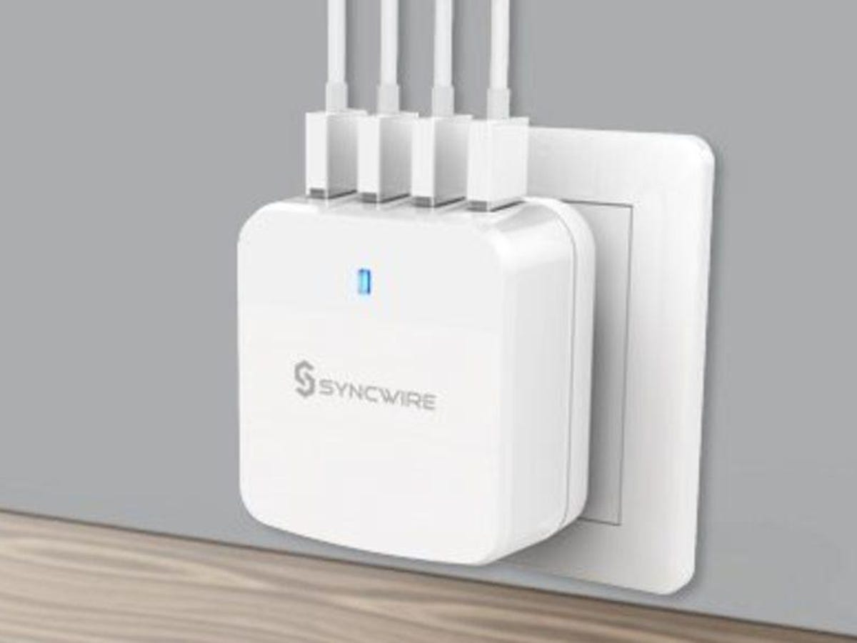 Get a 4-port smart USB wall charger with European adapters for $10.79 - CNET