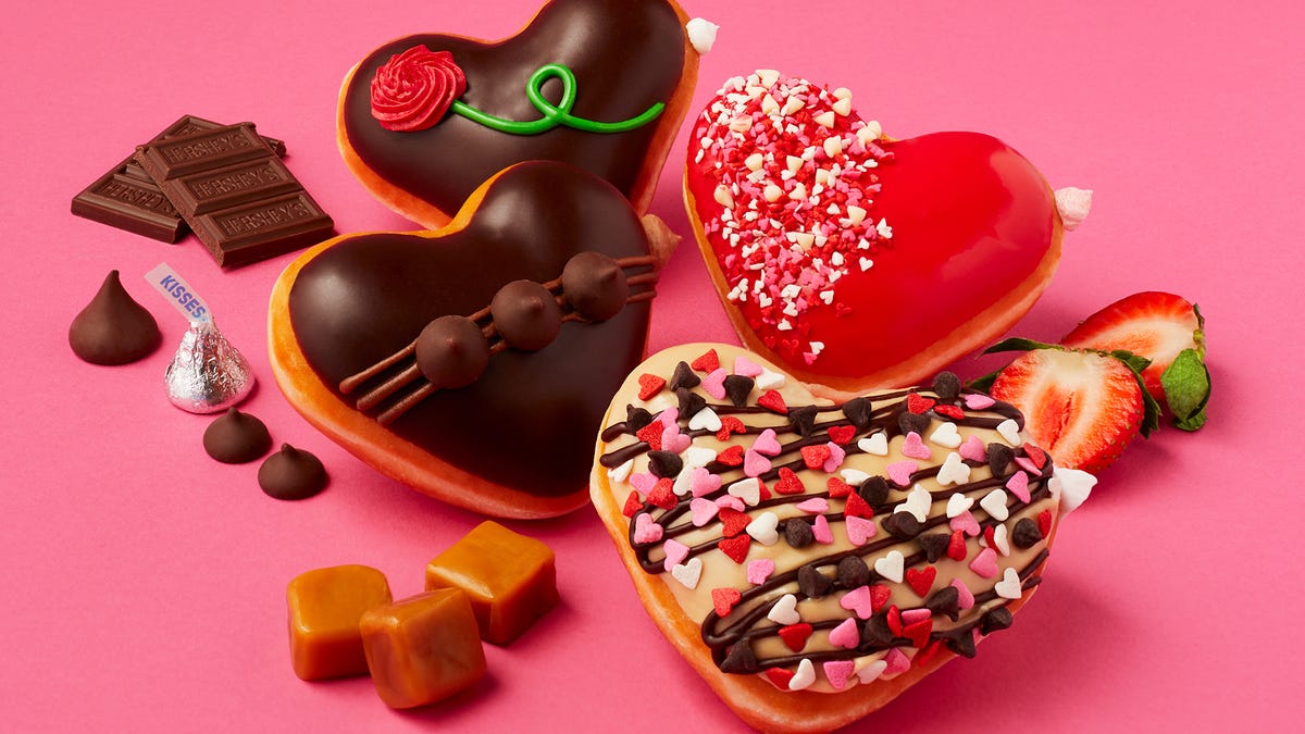 Heart-shaped doughnuts from Krispy Kreme