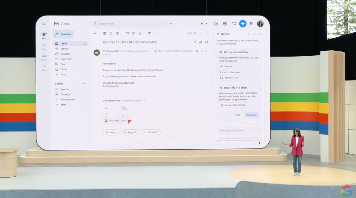 Gmail smart reply at Google I/O