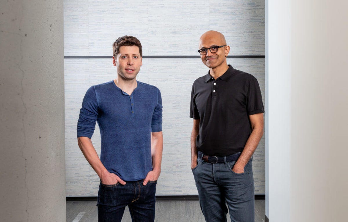 Microsoft CEO Satya Nadella and OpenAI CEO Sam Altman on the Microsoft campus