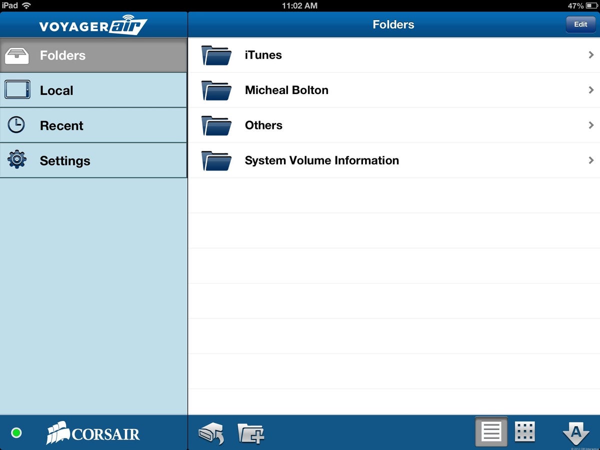 The Voyager Air mobile app doesn't offer a media organizer but just a folder browser.