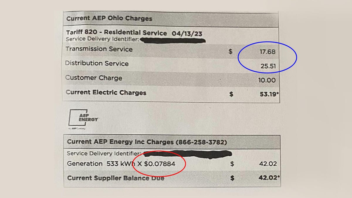 An electric bill from an AEP Ohio customer.