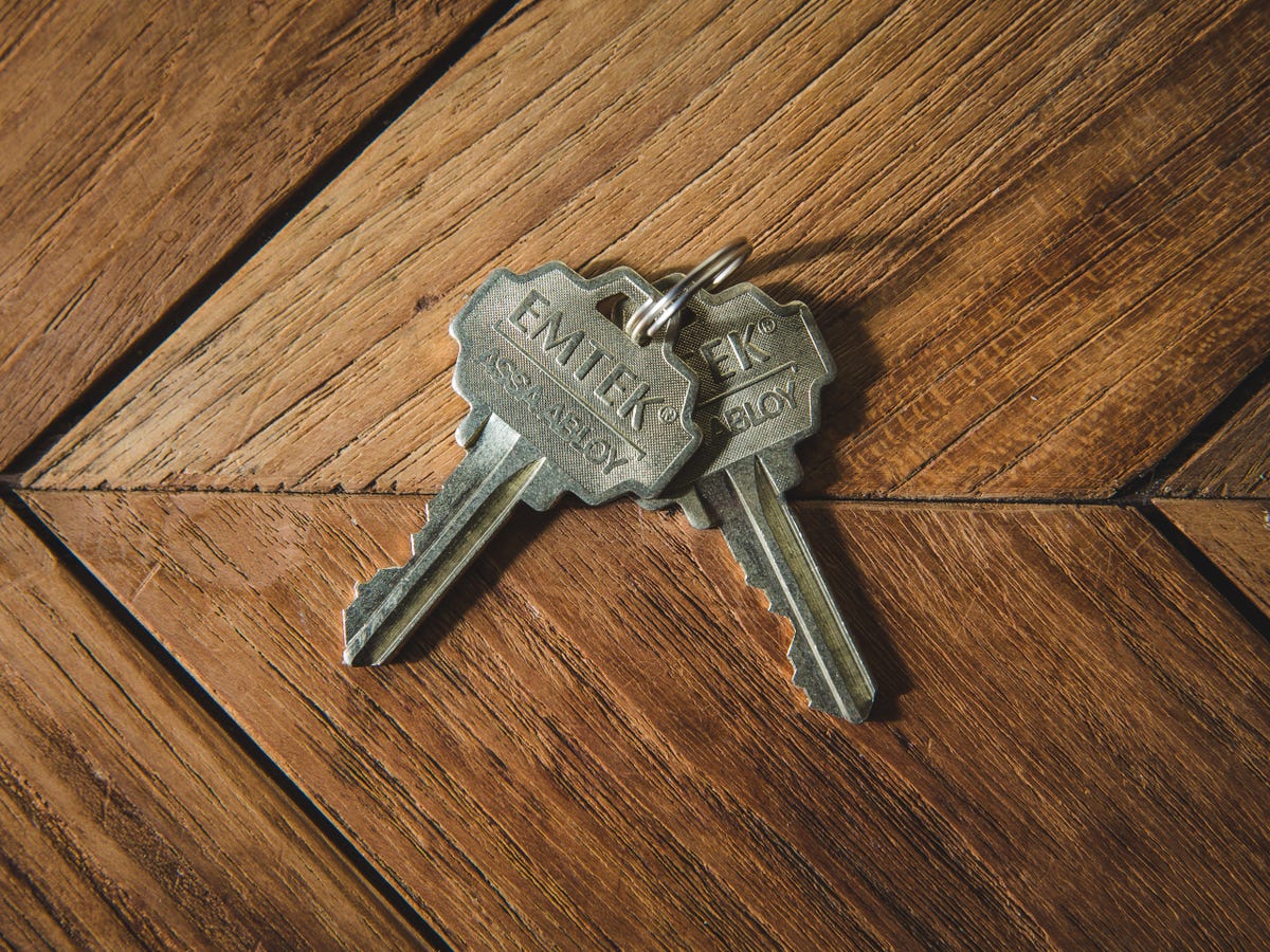 Close up of two spare home keys. 