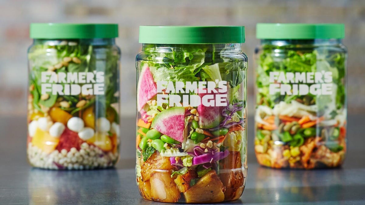 Three Farmer's Fridge salad jars