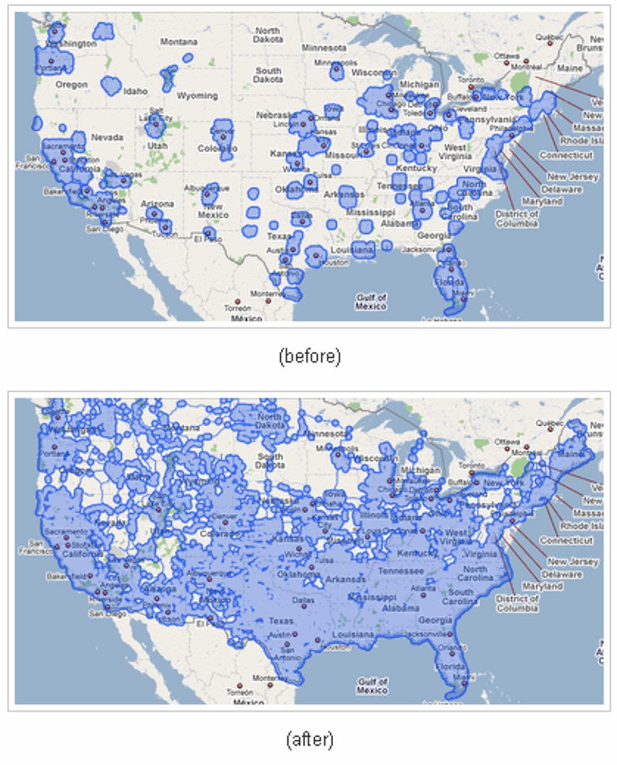 Google Maps Street View doubled its coverage of the United States Tuesday.