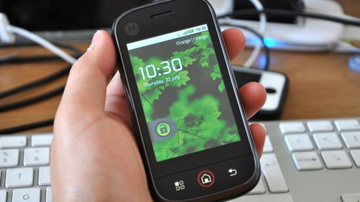 Motorola Cliq running an Android version 2.1 ROM.