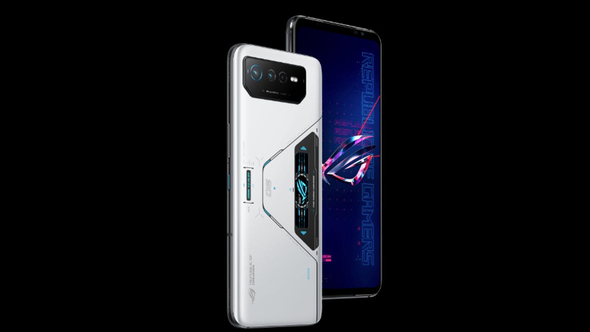 Asus ROG Phone 6 and 6 Pro on a black background