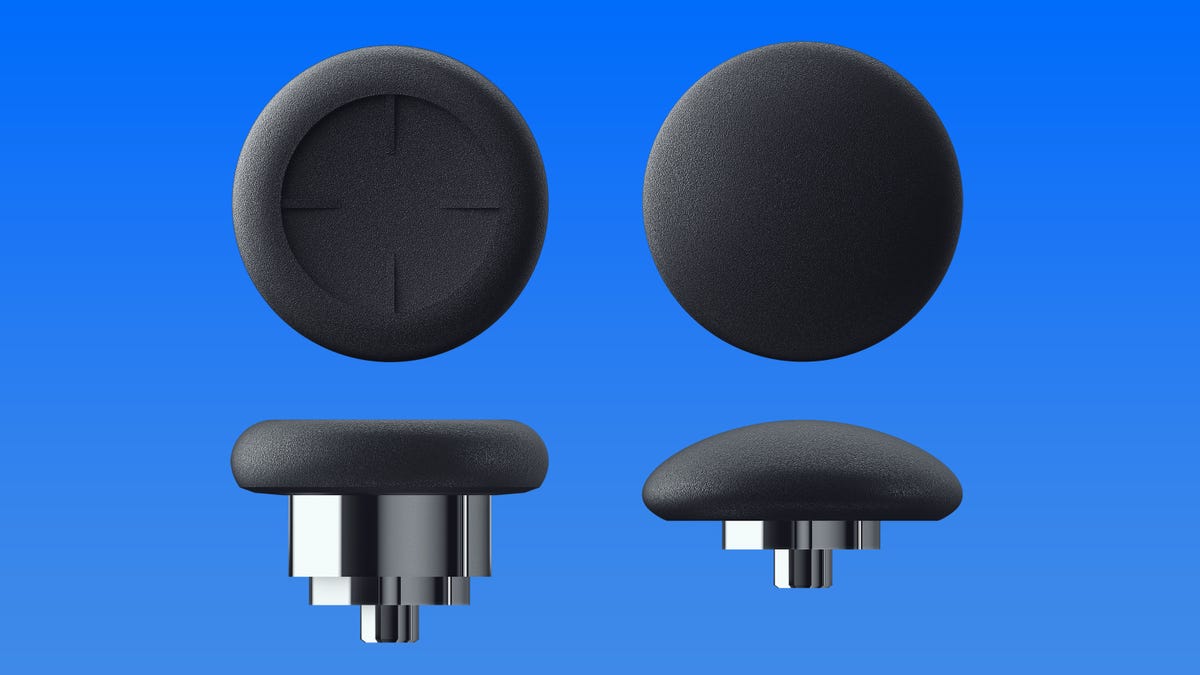 Top and side views of the concave and convex interchangeable thumbsticks for the Razer Wolverine V2 Pro
