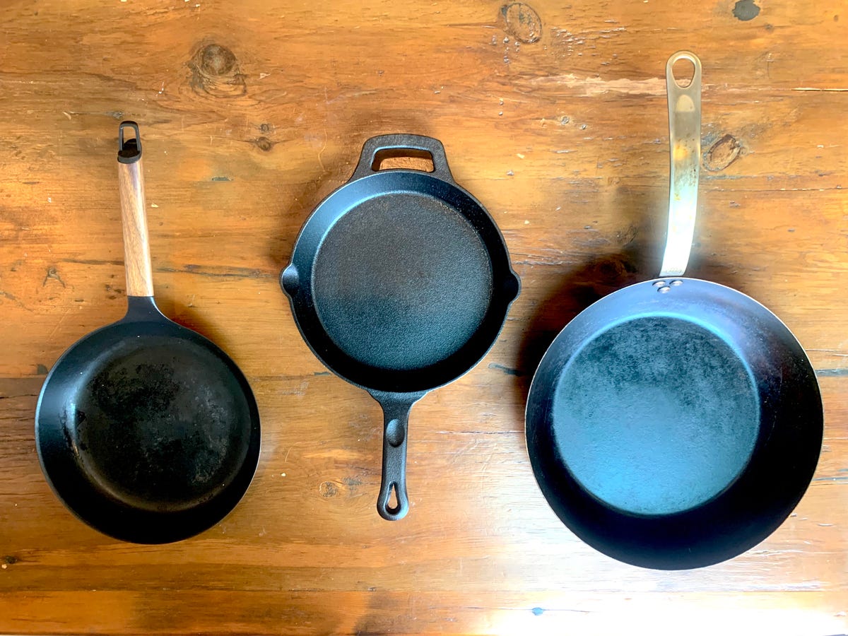 We tried two lighter cast-iron pans to see if they get the job