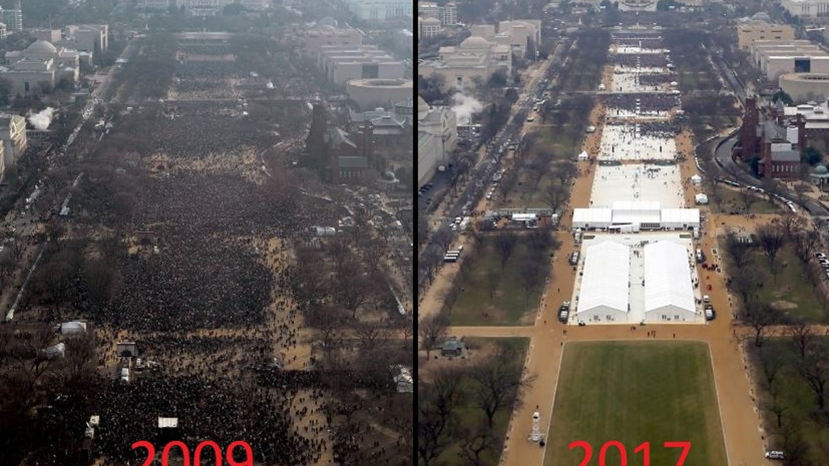 A comparison of the two most recent inaugurations crowds.