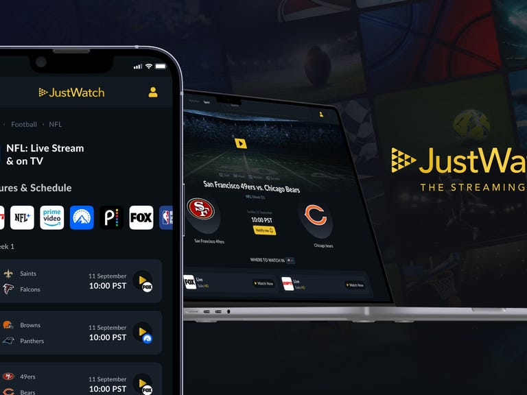 justwatch app showing NFL streaming guide