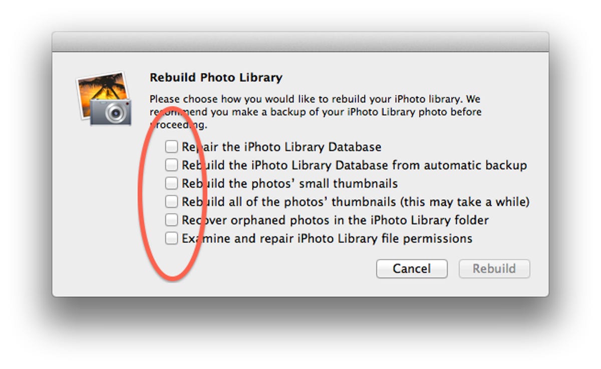 iPhoto library repair